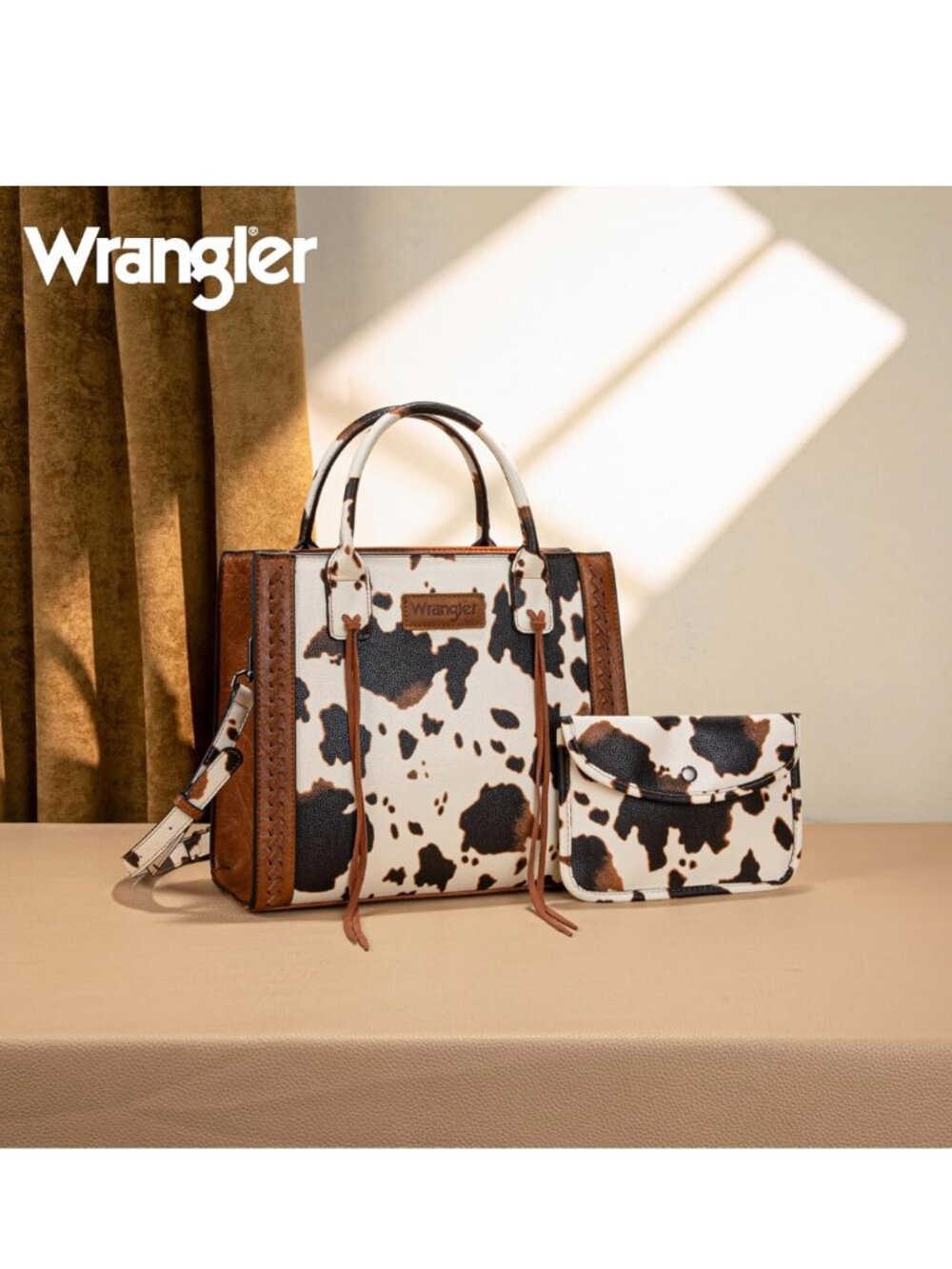 Wrangler Tote Bag for Women Western Cowhide Purse and Wallet Set